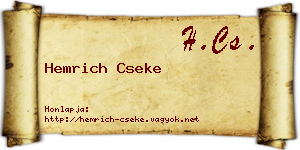 Hemrich Cseke névjegykártya